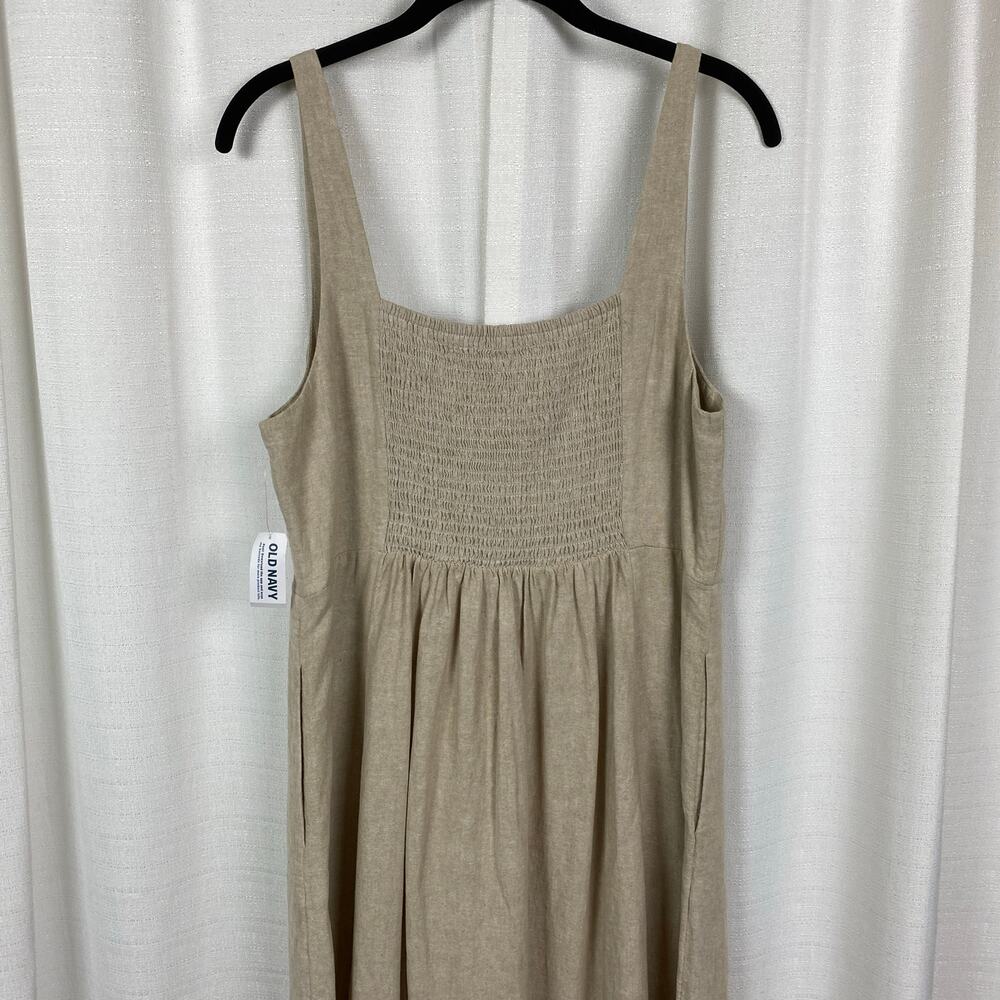 Old Navy Beige Fit&Flare Linen Blend Midi Dress Sz.L NWT - Picture 11 of 14